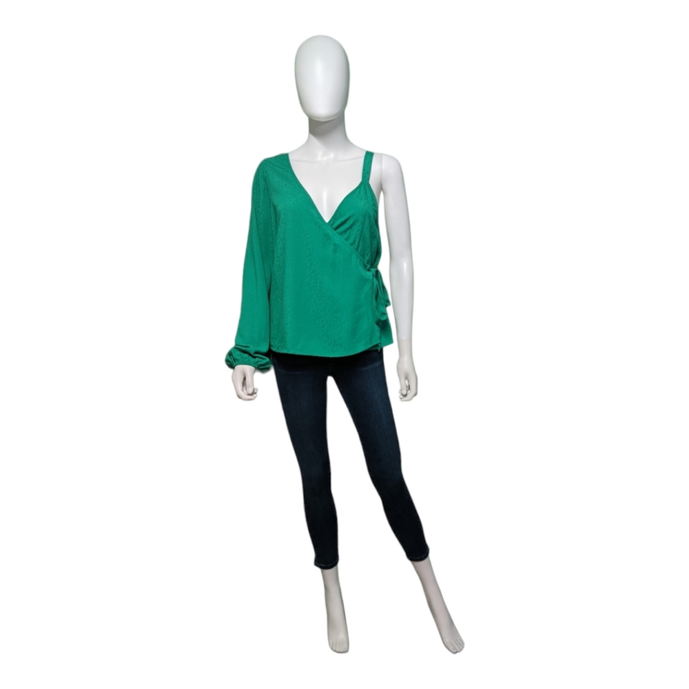 Sanctuary Dani One Shoulder Wrap Top Emerald, S